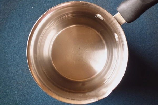 Top view of a saucepan with water in it